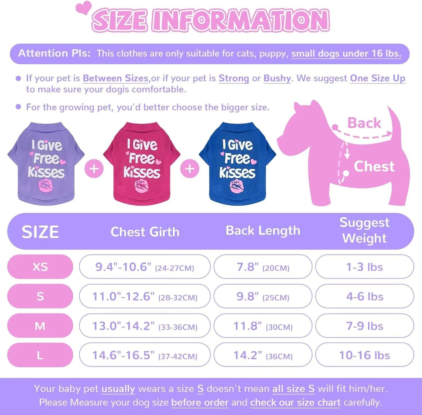 3 Pack Small Dog Shirts Girl Puppy Clothes Cat T Shirt Soft Cotton Short Sleeve Tee Shirts for Small Dogs Girls Chihuahua Yorkie Shih Tzu Pomeranian Thanksgiving Valentines Outfits