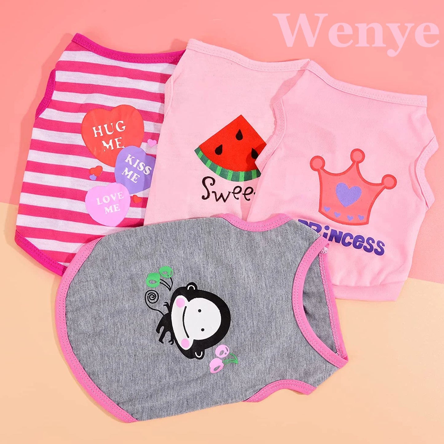 4 Packs Dog Shirt for Small Dogs, Dog Pink Vest Clothes for Girl L