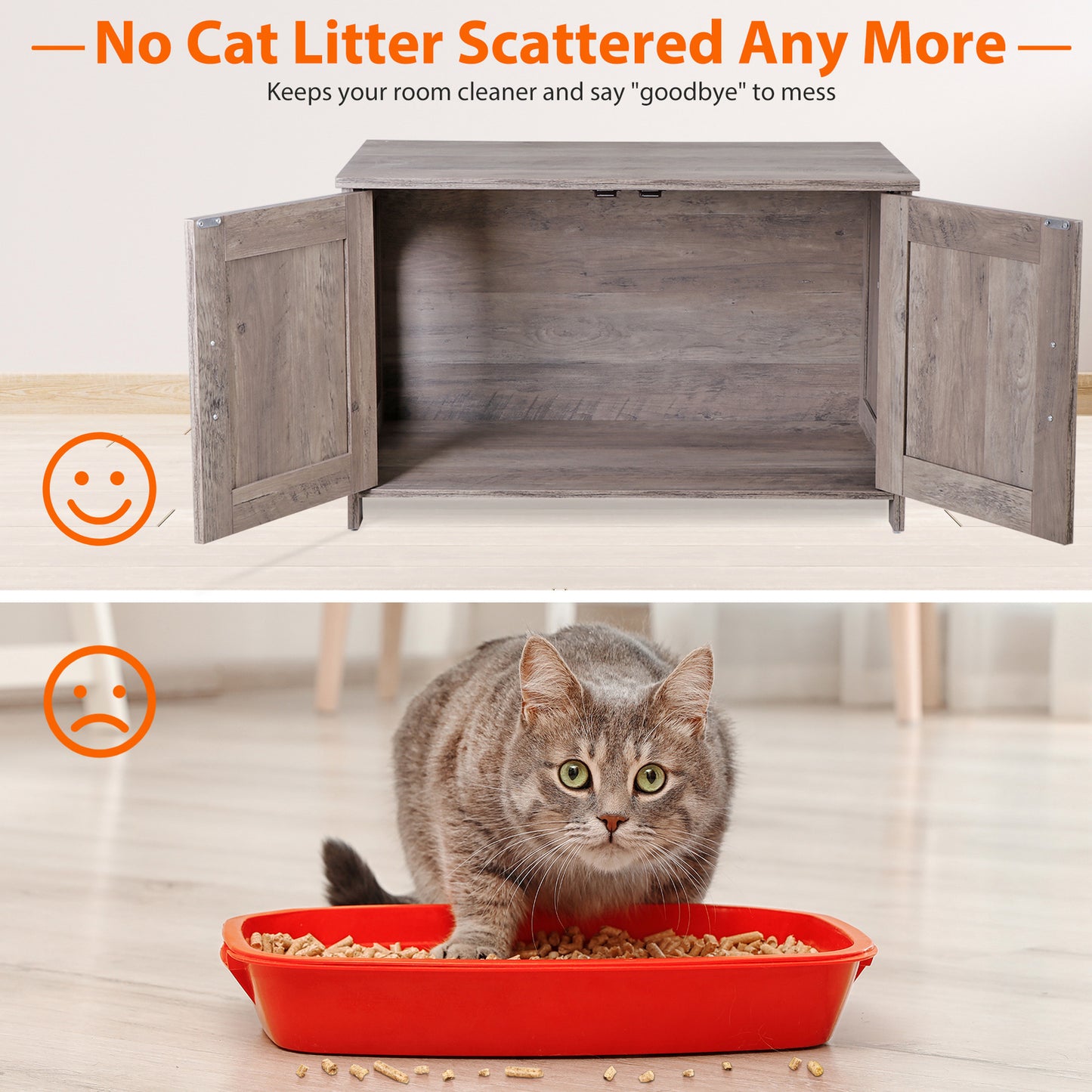 Cat Litter Box Enclosure Hidden Litter Box Furniture Washroom Storage Cabinet