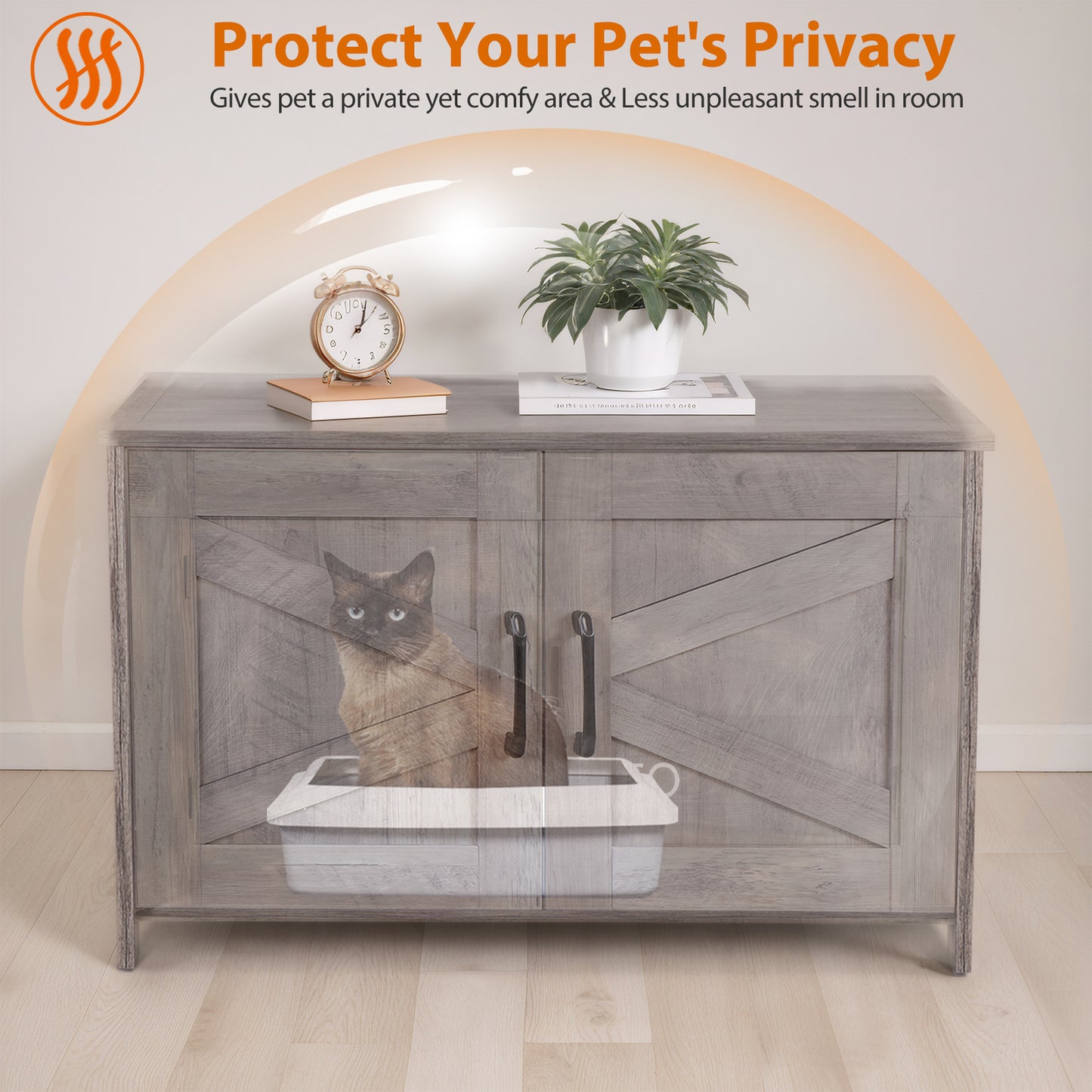 Cat Litter Box Enclosure Hidden Litter Box Furniture Washroom Storage Cabinet