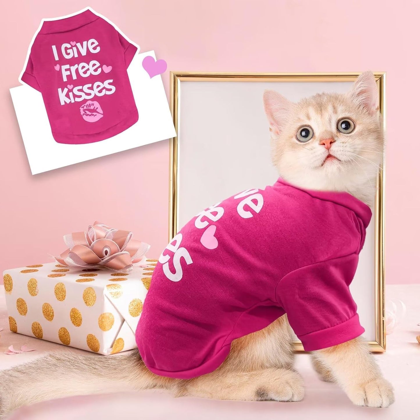 3 Pack Small Dog Shirts Girl Puppy Clothes Cat T Shirt Soft Cotton Short Sleeve Tee Shirts for Small Dogs Girls Chihuahua Yorkie Shih Tzu Pomeranian Thanksgiving Valentines Outfits