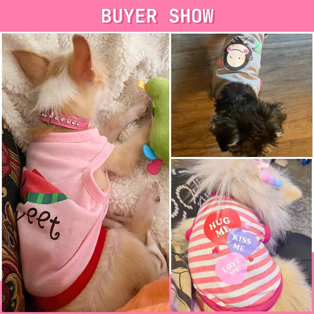 4 Packs Dog Shirt for Small Dogs, Dog Pink Vest Clothes for Girl L
