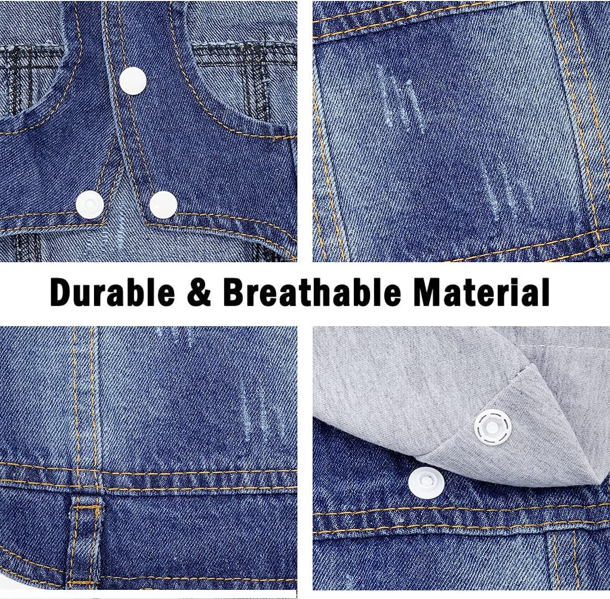 Pet Clothes Dog Jeans Jacket Cool Blue Denim Hoodie Coat, Puppy Clothing Shirt Costume, Doggy Vintage Washable Lapel Vest, Dog Classic T-Shirt Apparel for Small Medium Dogs Cats (Blue, Small)