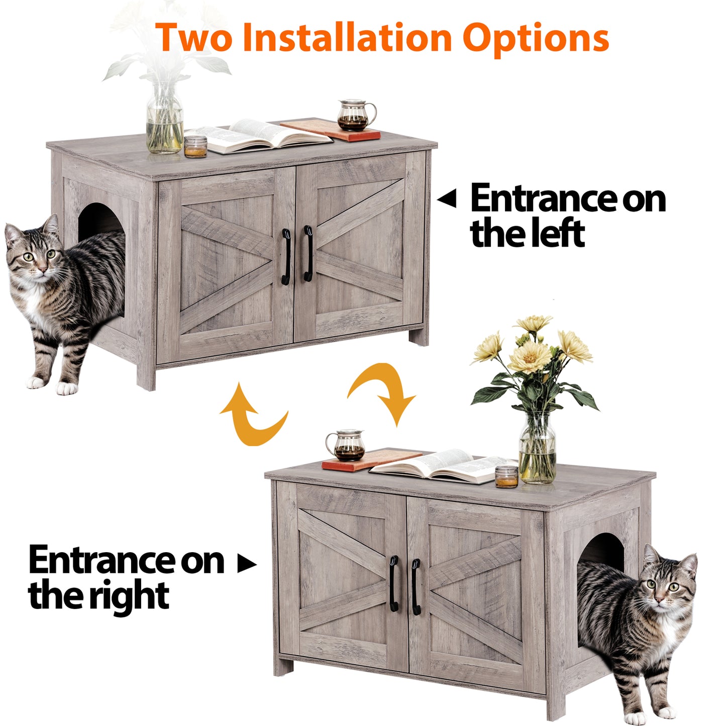 Cat Litter Box Enclosure Hidden Litter Box Furniture Washroom Storage Cabinet