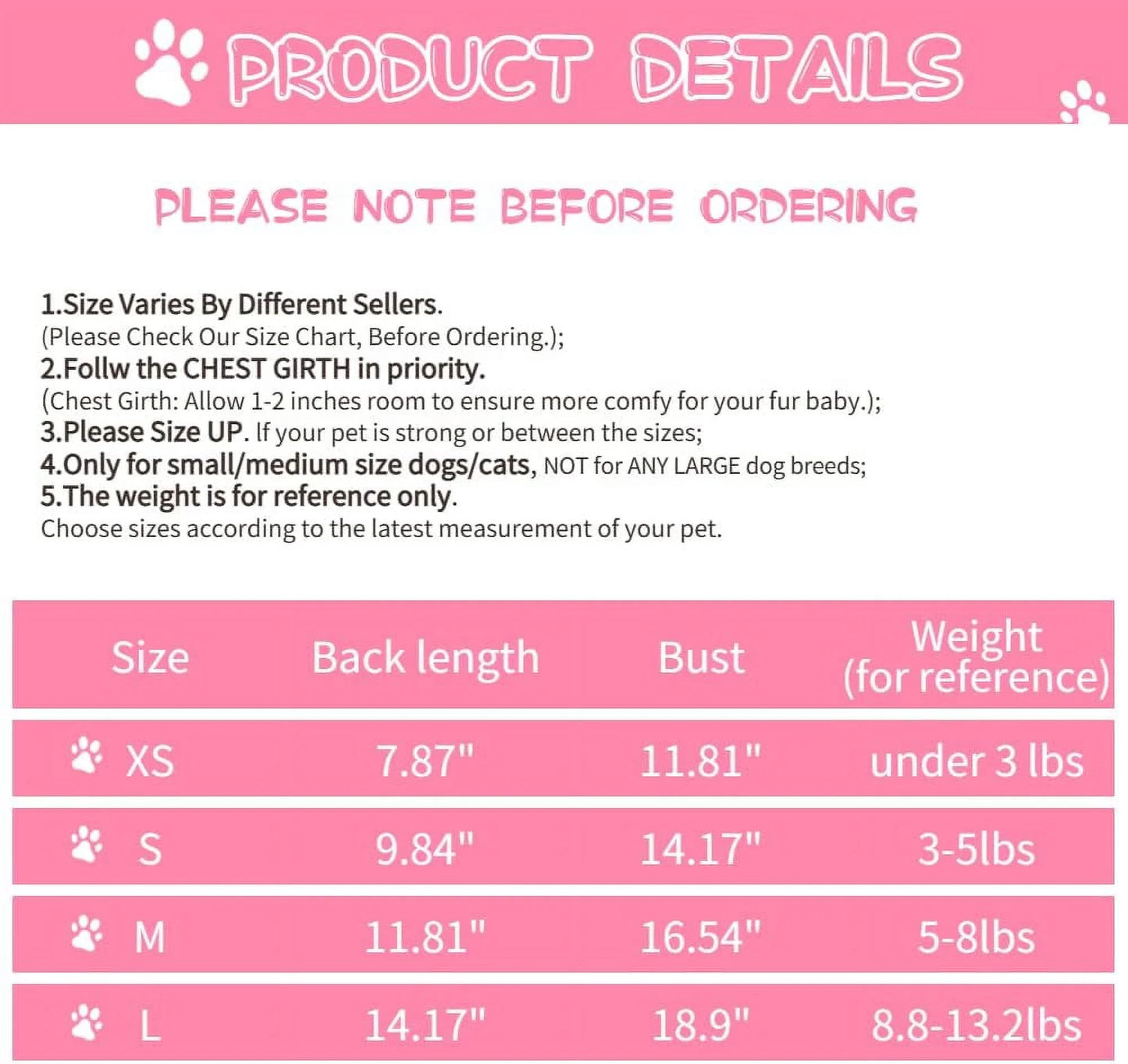 4 Packs Dog Shirt for Small Dogs, Dog Pink Vest Clothes for Girl L