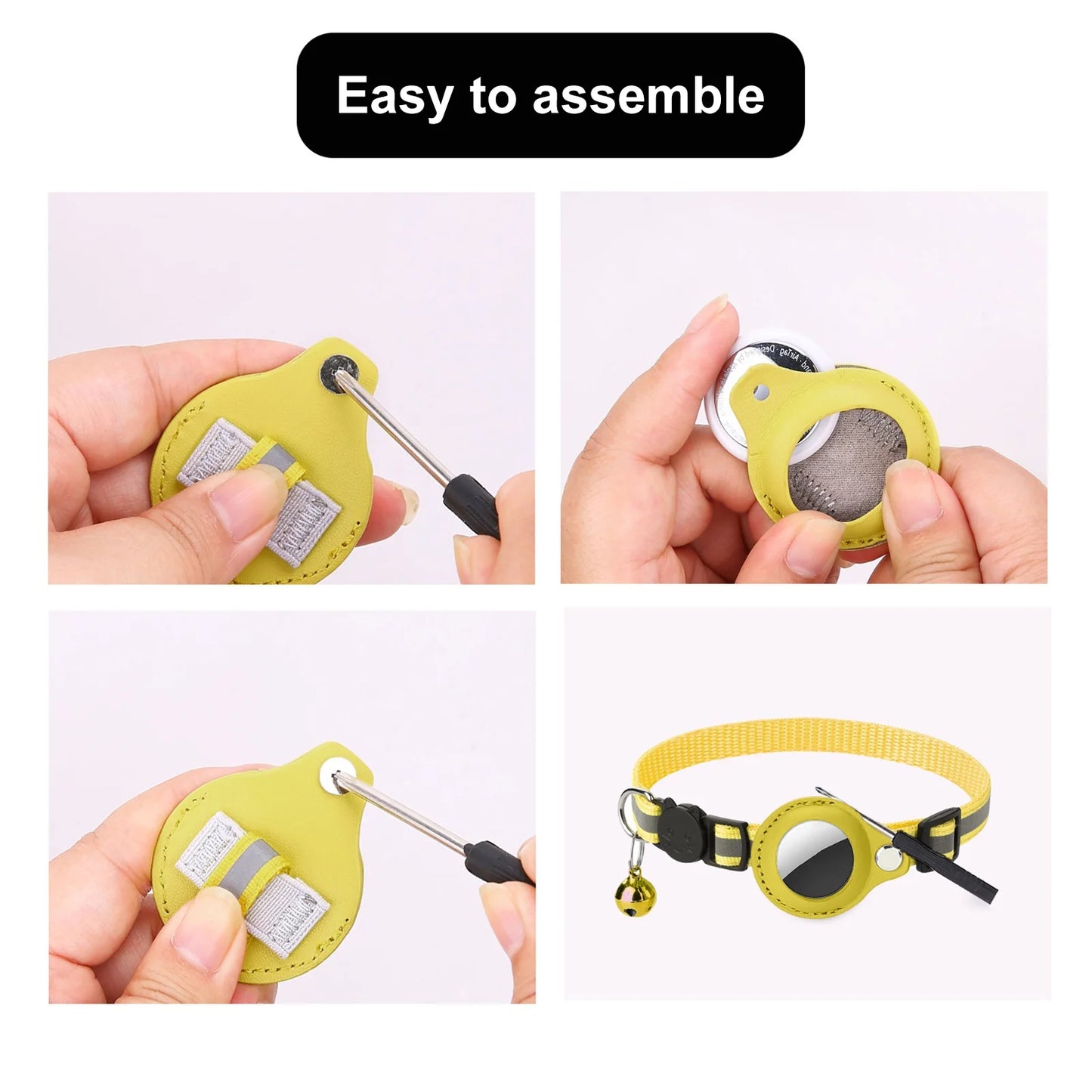 Cat Collar for Airtag Tracker, Reflective GPS Cat Collar with Luminous Holder, Cat Tracker Collars with Safety Elastic Band for Cats, Kittens and Puppies 9-13 Inch