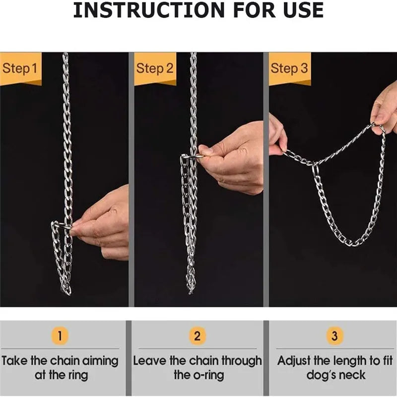 Slip P Chain Dog Choke Collar for Small Medium Large Dogs Heavy Duty Titan Training Collars 2 Row Chrome Adjustable Pet Collar