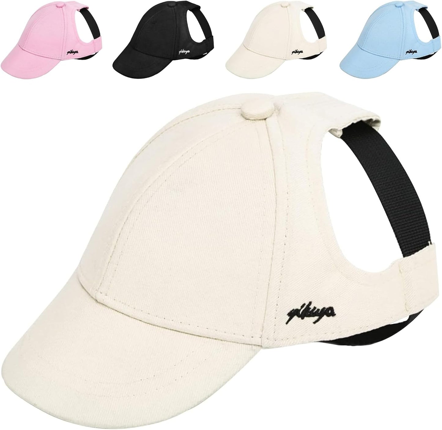 Dog Hat Summer Dog Baseball Cap Pet Puppy Visor Hats Sunbonnet Outfit with Ear Holes Doggy Cat Goggles for Small Medium Breed (Beige Hat, Medium)