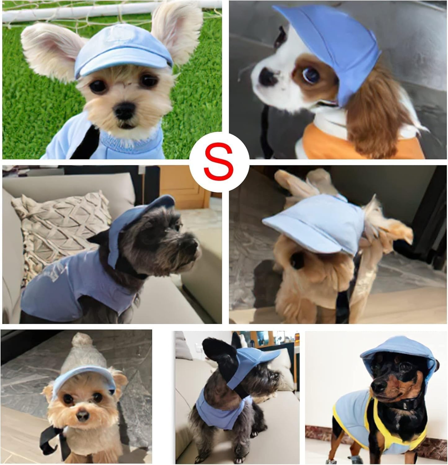 Dog Hat Summer Dog Baseball Cap Pet Puppy Visor Hats Sunbonnet Outfit with Ear Holes Doggy Cat Goggles for Small Medium Breed (Beige Hat, Medium)