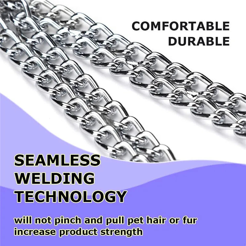 Slip P Chain Dog Choke Collar for Small Medium Large Dogs Heavy Duty Titan Training Collars 2 Row Chrome Adjustable Pet Collar