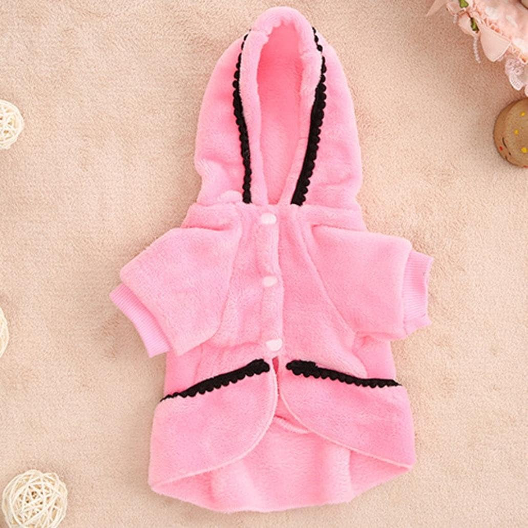 Small Dog Girl Clothes  Soft Warm Bowknot Polar Fleece Winter Dress Costume Clothing for Dog Female (S, Pink)