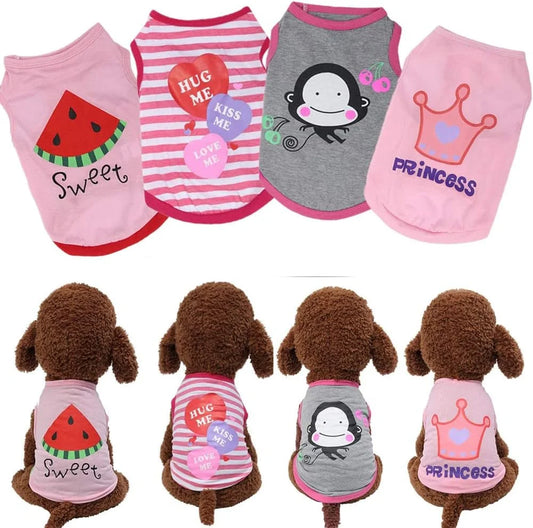 4 Packs Dog Shirt for Small Dogs,  Dog Pink Vest Clothes for Girl L