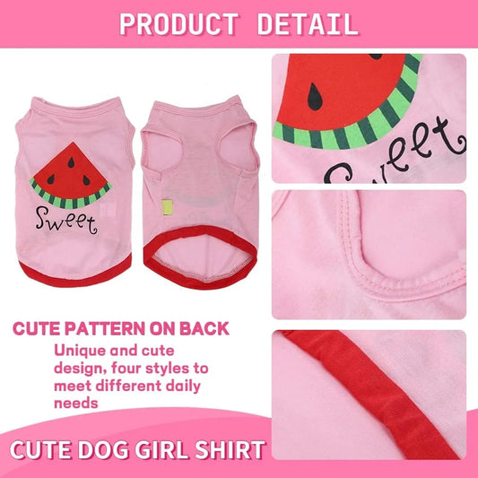4 Packs Dog Shirt for Small Dogs,  Dog Pink Vest Clothes for Girl L