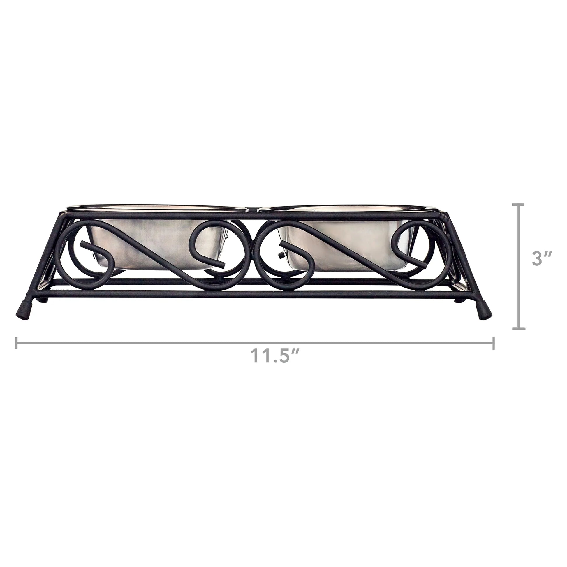 Stainless Steel Pet Food Bowl with Double Diner in Black and Silver
