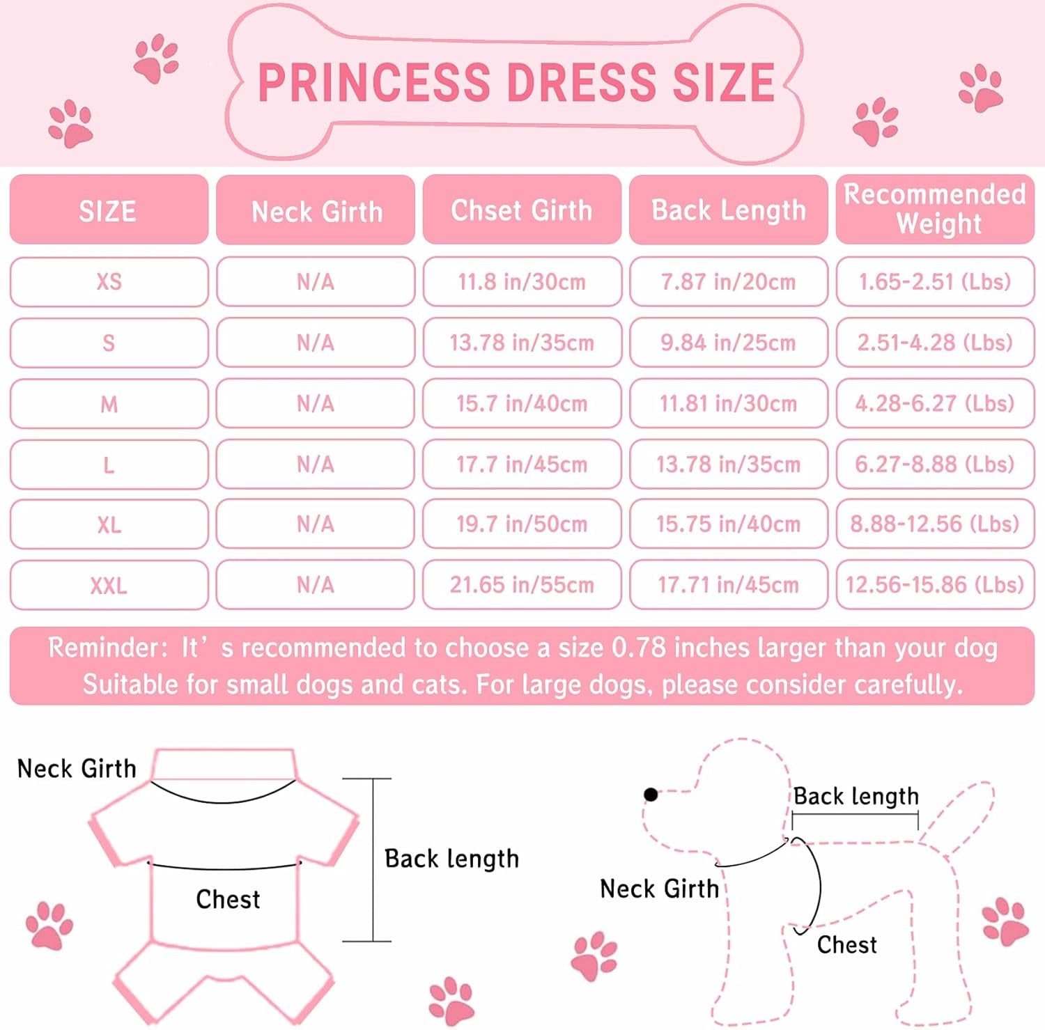 Dog Dresses, Fashion Pet Dog Clothes, Striped Mesh Puppy Dogs Princess Dresses (Pink, Small)