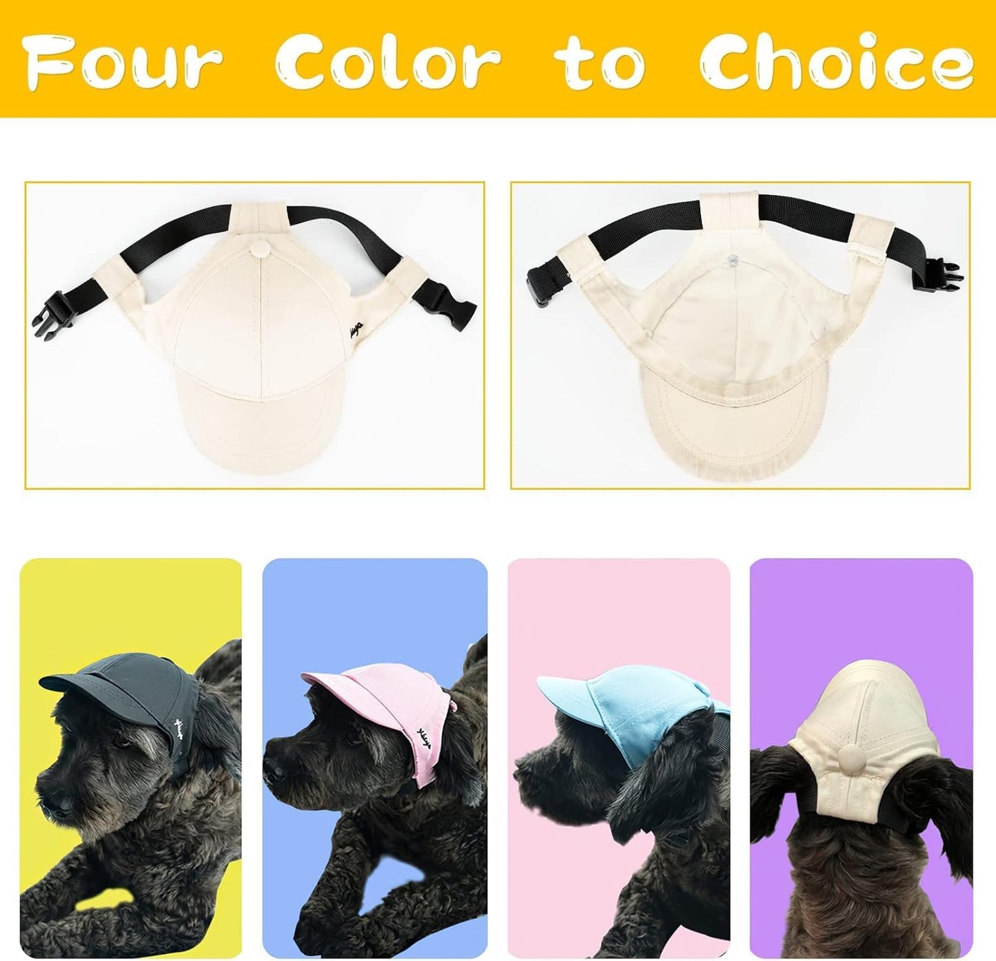 Dog Hat Summer Dog Baseball Cap Pet Puppy Visor Hats Sunbonnet Outfit with Ear Holes Doggy Cat Goggles for Small Medium Breed (Beige Hat, Medium)